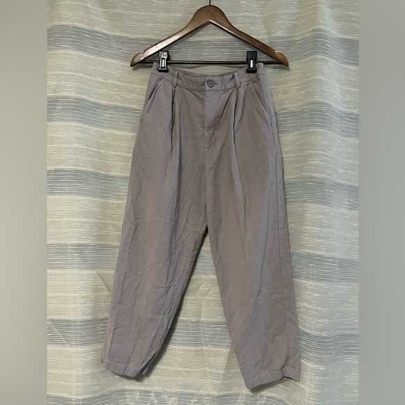 Evam Eva Pants - Evam Eva Linen-Cotton Tapered Trouser — Mauve Gray — Size 1